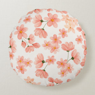 Pastell Peach Floral Rundkissen Rundes Kissen