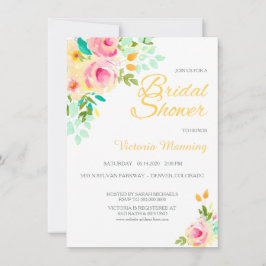 Pastell Peach Pink Roses Brautparty Einladung