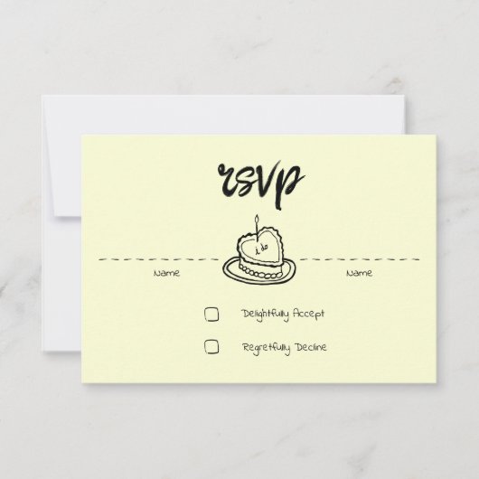 Pastell Penmanship RSVP Card Buttercreme (Vorderseite)