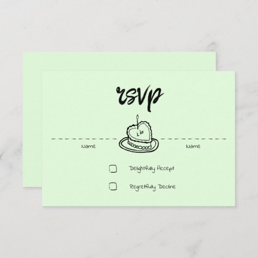 Pastell Penmanship RSVP Card Pale Fern (Vorne/Hinten)