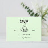 Pastell Penmanship RSVP Card Pale Fern Karte (Stehend Vorderseite)