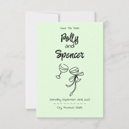 Pastell Penmanship Save the Date Pale Fern (Vorderseite)