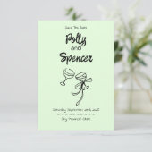 Pastell Penmanship Save the Date Pale Fern (Stehend Vorderseite)