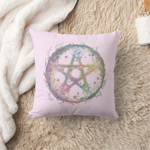 Pastell-Pentagramm-Paganisch-Wicca-Hexerei-Hallowe Kissen