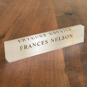 Pastell-Perl-Gold-Glam-Metalloptik-stilvolle Serif Namensplakette