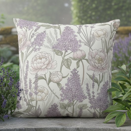 Pastell-Pfingstrose-Lavendel-Flieder Kissen