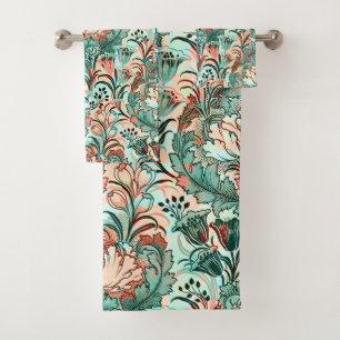 Pastell-Pfingstrosen-Tulpen-Krokus-William-Morris- Badhandtuch Set