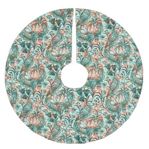 Pastell-Pfingstrosen-Tulpen-Krokus-William-Morris- Polyester Weihnachtsbaumdecke