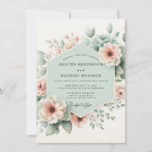 Pastell-Pfirsich-Blumen-Whimsy-Hochzeit Einladung