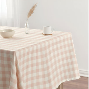 Pastell-Pfirsich-Gingham-Karo-Cottagecore-Muster Tischdecke