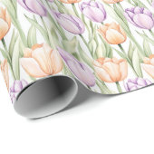 Pastell Pfirsich Lila Tulpen Frühlingsblumen Geschenkpapier (Rolleneckpunkt)