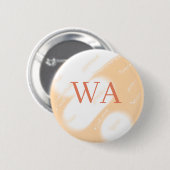 Pastell-Pfirsich-Orange-Weiß-Monogramm Retro-Bold- Button (Vorne & Hinten)