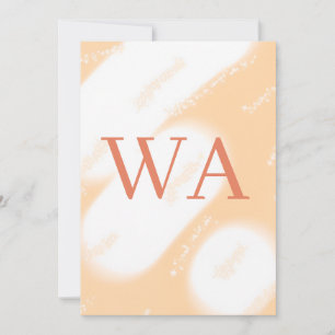 Pastell-Pfirsich-Orange-Weiß-Monogramm Retro-Bold- Einladung