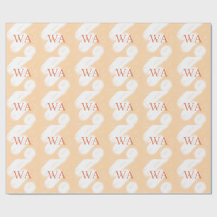 Pastell-Pfirsich-Orange-Weiß-Monogramm Retro-Bold- Geschenkpapier