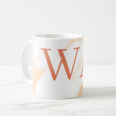 Pastell-Pfirsich-Orange-Weiß-Monogramm Retro-Bold- Kaffeetasse (Vorderseite Links)