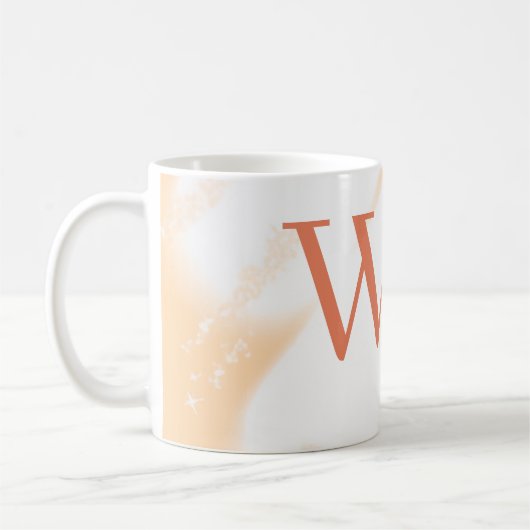 Pastell-Pfirsich-Orange-Weiß-Monogramm Retro-Bold- Kaffeetasse (Links)