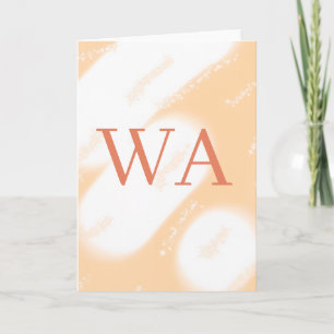 Pastell-Pfirsich-Orange-Weiß-Monogramm Retro-Bold- Karte