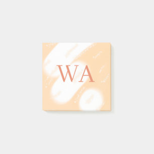 Pastell-Pfirsich-Orange-Weiß-Monogramm Retro-Bold- Post-it Klebezettel