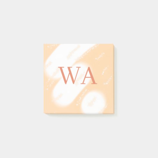 Pastell-Pfirsich-Orange-Weiß-Monogramm Retro-Bold- Post-it Klebezettel (Vorderseite)