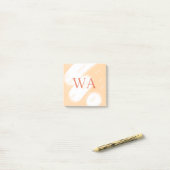 Pastell-Pfirsich-Orange-Weiß-Monogramm Retro-Bold- Post-it Klebezettel (Auf Schreibtisch)