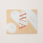 Pastell-Pfirsich-Orange-Weiß-Monogramm Retro-Bold- Puzzle (Horizontal)
