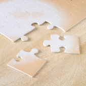 Pastell-Pfirsich-Orange-Weiß-Monogramm Retro-Bold- Puzzle (Seite)