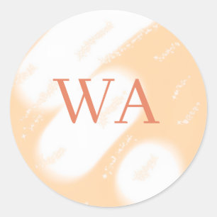 Pastell-Pfirsich-Orange-Weiß-Monogramm Retro-Bold- Runder Aufkleber