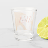 Pastell-Pfirsich-Orange-Weiß-Monogramm Retro-Bold- Schnapsglas (Rückseite)
