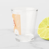 Pastell-Pfirsich-Orange-Weiß-Monogramm Retro-Bold- Schnapsglas (Rechts)