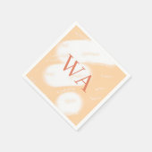 Pastell-Pfirsich-Orange-Weiß-Monogramm Retro-Bold- Serviette (Ecke)