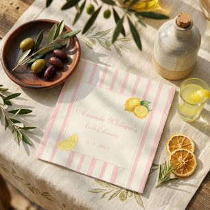 Pastell Pfirsich Zitronen Streifen Brautparty Serviette