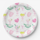Pastell-Pickleball-Cocktailparty-Muster Pappteller (Vorderseite)