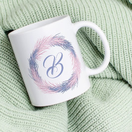 Pastell Pine Wreath Monogram Custom Winter Kaffeetasse