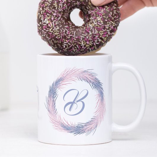Pastell Pine Wreath Monogram Custom Winter Kaffeetasse
