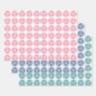 Pastell-Pink-Blau-Teal-Grün-Swirbel Geschenkpapier Set