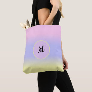 Pastell-Pink-Blau und Gelb mit Monogramm Tasche