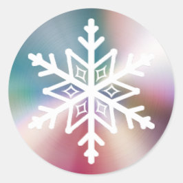 Pastell Pink Blauer Weihnachtsschneeflocken Runder Aufkleber