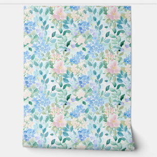 Pastell-Pink-Blaues Blumenmuster Tapete