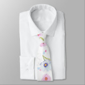 Pastell Pink & Blue Blumen Neck Tie Krawatte (Gebunden)