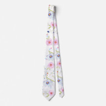 Pastell Pink & Blue Blumen Neck Tie