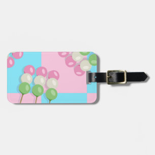 Pastell Pink Blue Checkered Dango Gepäckmarke Gepäckanhänger