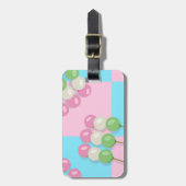 Pastell Pink Blue Checkered Dango Gepäckmarke Gepäckanhänger (Vorderseite vertikal)