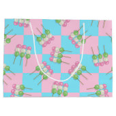 Pastell Pink Blue Checkered Dango Geschenktasche Große Geschenktüte (Rückseite)