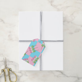 Pastell Pink Blue Checkered Dango Gift Tag Geschenkanhänger