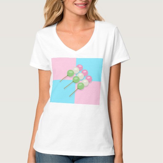 Pastell Pink Blue Checkered Dango T - Shirt (Vorderseite)