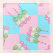Pastell Pink Blue Checkered Dango Untersetzer (Vorderseite)