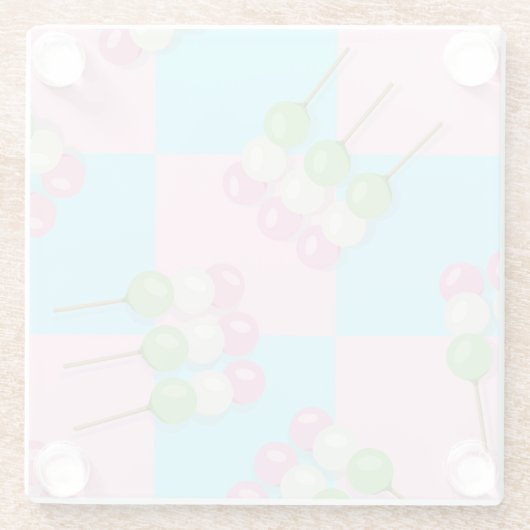 Pastell Pink Blue Checkered Dango Untersetzer (Rückseite)
