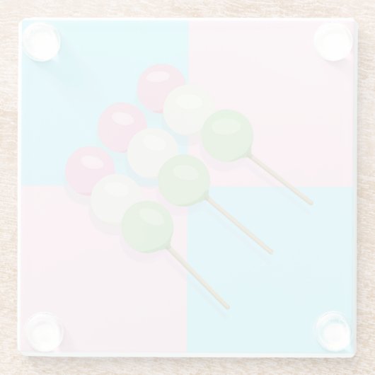 Pastell Pink Blue Checkered Dango Untersetzer (Rückseite)