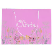 Pastell Pink Blumenspulbeutel Große Geschenktüte (Rückseite)