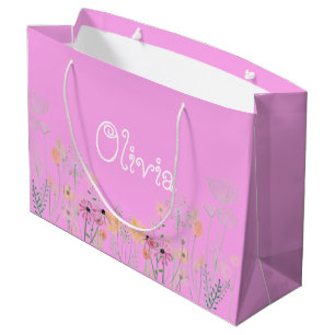 Pastell Pink Blumenspulbeutel Große Geschenktüte
